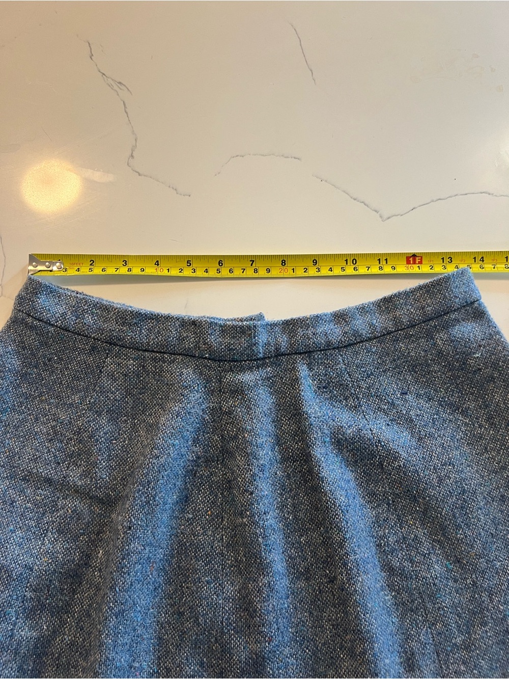 Women's A-Line Gray Wool-Blend Skirt - Picture 3 of 5